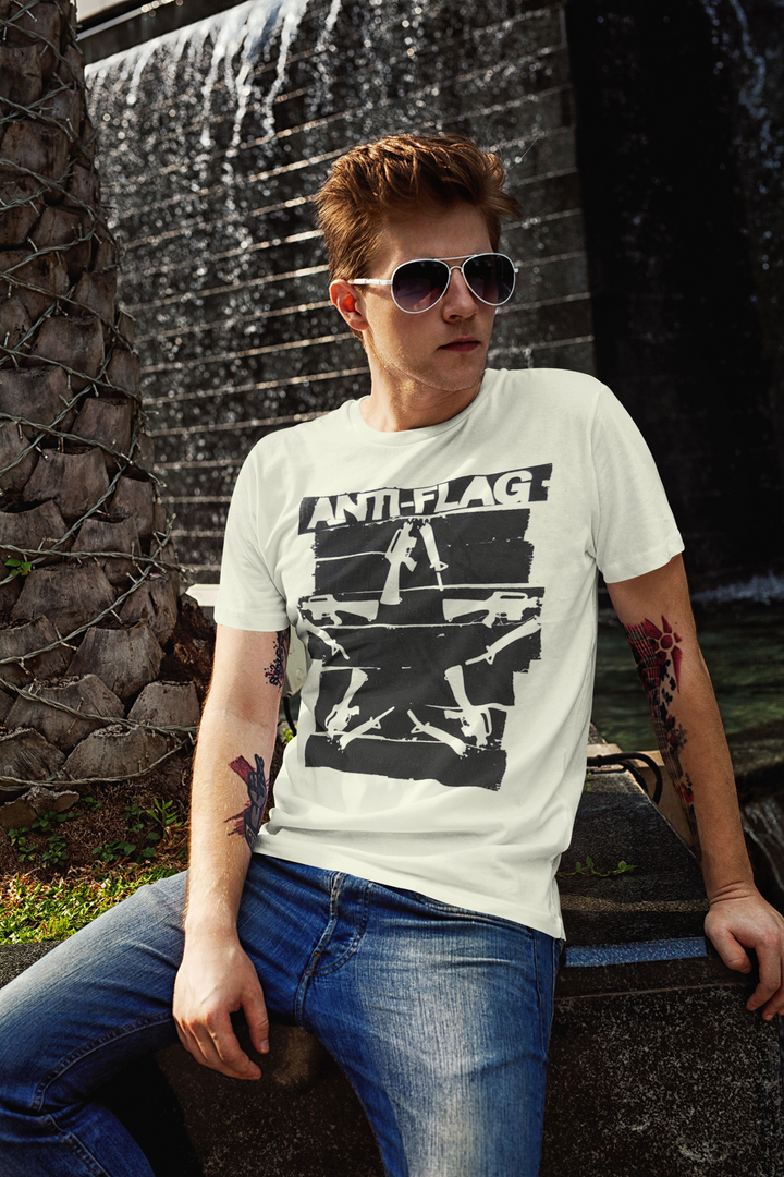 Anti-Flag Duct Tape Guns Star Metal Beige T-shirt