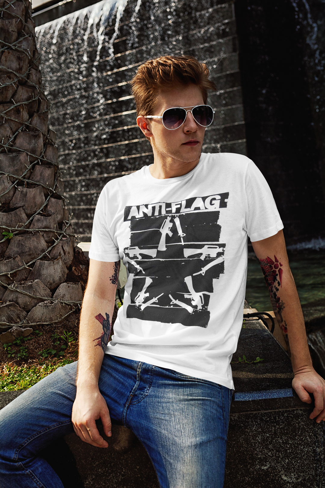 Anti-Flag Duct Tape Guns Star Metal White T-shirt