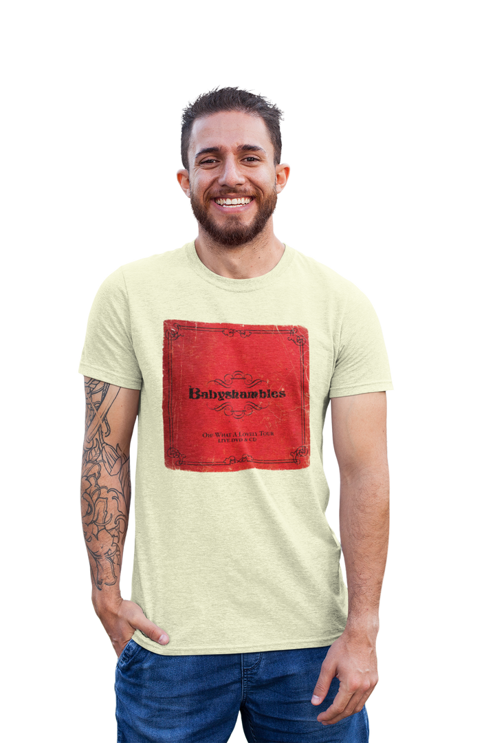 Babyshambles - Oh What a Lovely Tour Distressed Vintage T-shirt showing the cover of the CD / DVD Cover **We have a very limited supply of this t-shirt, and once sold out we are unable to get new stock as it has been discontinued**
Formed in spring 2004, just as the Libertines were beginning to fall apart, Babyshambles became the main vessel for Pete Doherty's poetic, chaotic rock genius. A true poet and once in a generation talent.