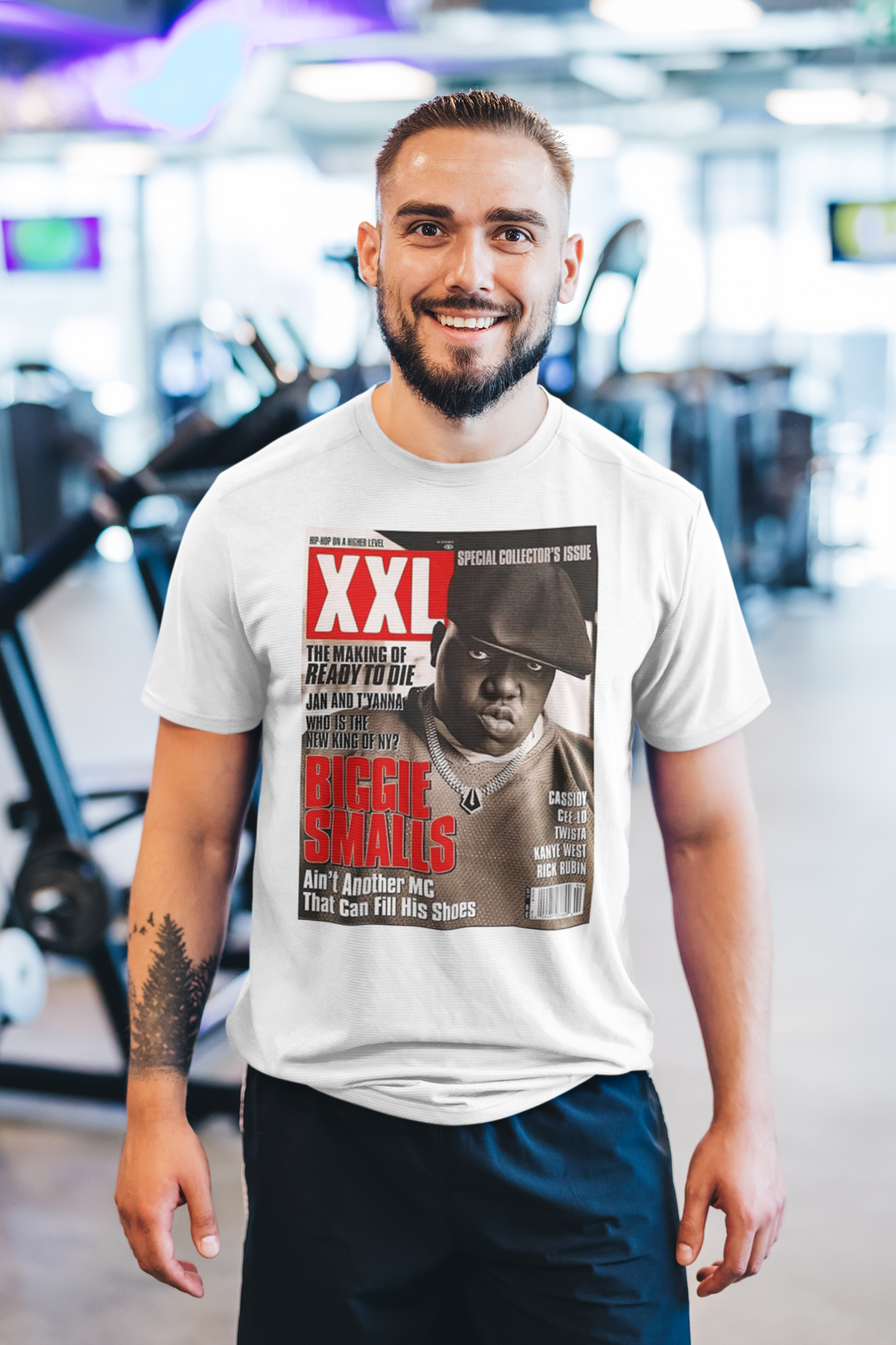The Notorious B.I.G Biggie Smalls Rap Magazine Cover T-Shirt - The Notorious B.I.G., born Christopher Wallace, was a seminal figure in the 1990s hip-hop scene. Known for his deep, resonant voice and lyrical prowess, Biggie's storytelling skills vividly depicted the challenges and triumphs of urban life. His debut album, "Ready to Die," is hailed as a classic, showcasing hits like "Juicy" and "Big Poppa." Biggie's influence endures, cementing his legacy as one of the greatest rappers in history.