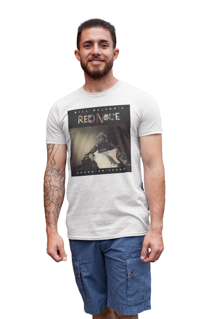 Bill Nelson's Red Noise Sound on Sound T-shirt  - Following the release of the album ‘Drastic Plastic’ ,Bill Nelson disbanded Be Bop Deluxe. Aware of the emergence of the so-called New Wave artists and out of a desire to continually evolve and progress as a musician, he announced the formation of a new band, Red Noise. 
Working with co-producer John Leckie, Bill recorded a new wave masterpiece, a record that would influence a new generation of musicians with its intelligent and punchy material.