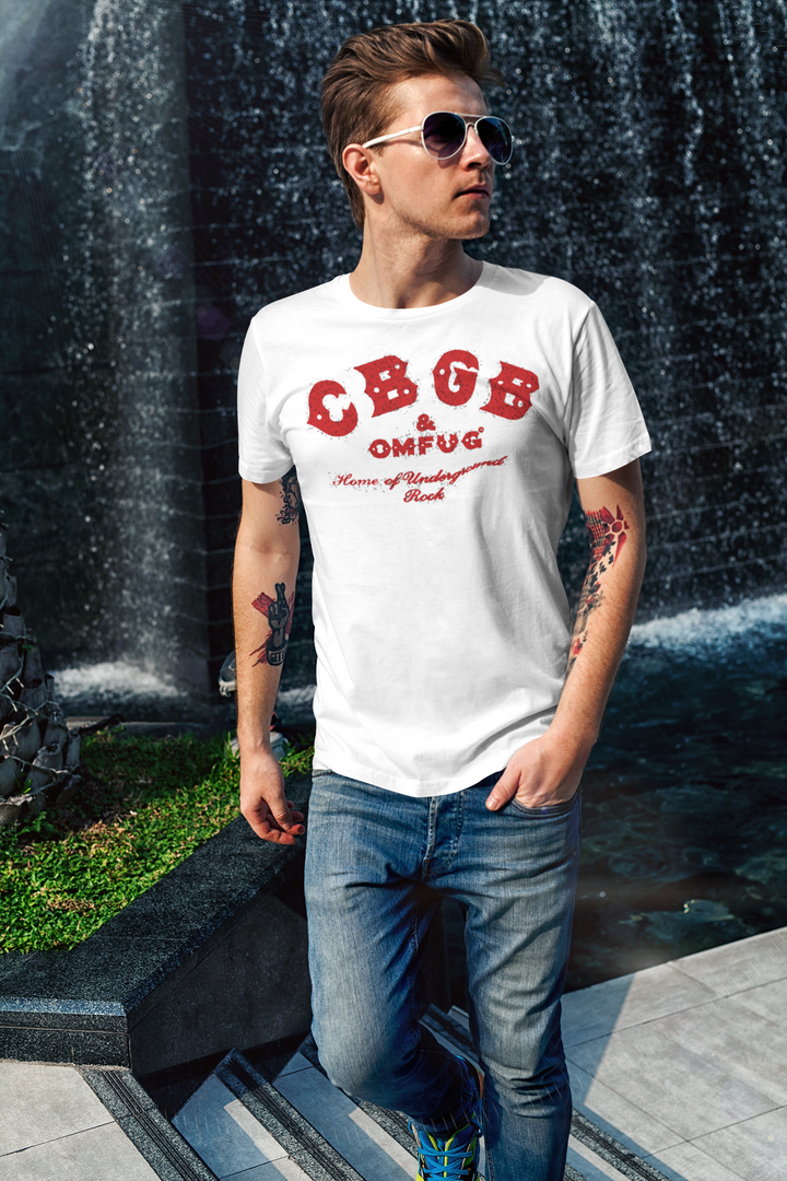 CBGB was a New York City music club opened in 1973 by Hilly Kristal in Manhattan's East Village. The letters CBGB were for Country, BlueGrass, and Blues, Kristal's original vision, yet CBGB soon became a famed venue of punk rock and new wave bands like the Ramones, Television, Patti Smith Group, Blondie, and Talking Heads. From the early 1980s onward, CBGB was known for hardcore punk. Celebrate with this t-shirt, the most iconic venue in music history.
