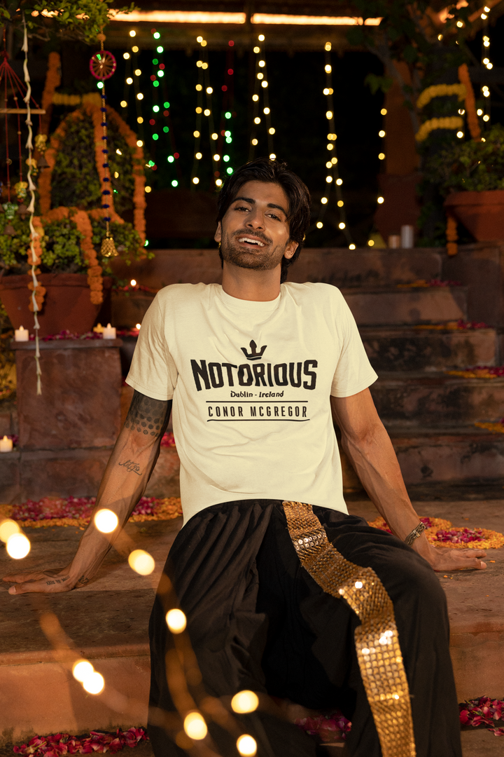 Notorious Conor McGregor T Shirt - UFC Fight Night King Ireland Dublin MMA.
Show your support for Conor McGregor with this UFC T-shirt featuring The Notorious graphic. Perfect for fans of the UFC, this T-shirt is a must-have for any collection.