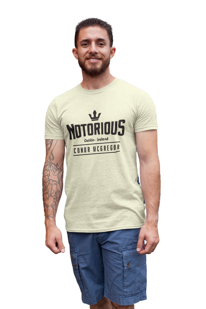 Notorious Conor McGregor T Shirt - UFC Fight Night King Ireland Dublin MMA.
Show your support for Conor McGregor with this UFC T-shirt featuring The Notorious graphic. Perfect for fans of the UFC, this T-shirt is a must-have for any collection.