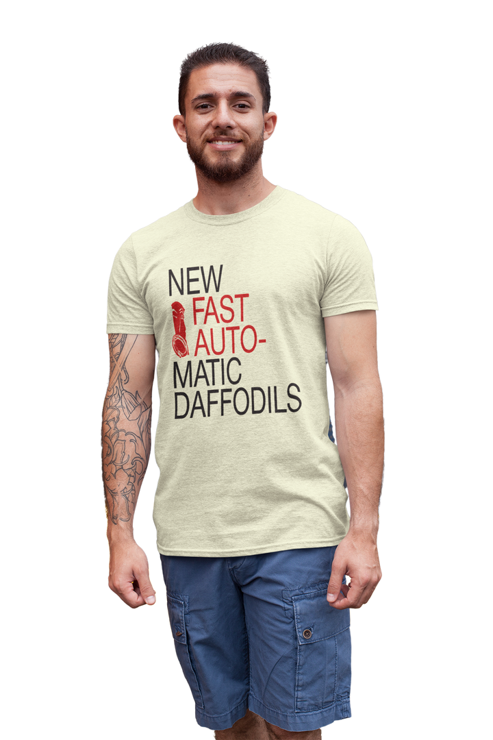 New Fast Automatic Daffodils New FADs T-shirt
New Fast Automatic Daffodils (a.k.a. "New FADs") were an indie rock group from Manchester, England, their early material combined danceable guitar licks with elements of post-punk, funk, dub and Krautrock. The band's songwriting evolved on their second album, "Body Exit Mind", showcasing a broader emotional range. They reached their creative peak on the third album, "Love It All", which marked the end of their journey as a group.