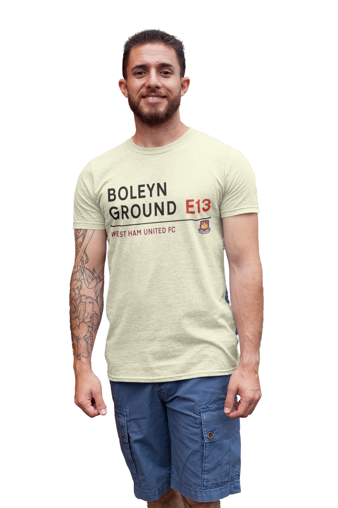 Looking for a stylish way to show your support for West Ham United Football Club? Check out our T-Shirt featuring The Boleyn Ground, former home of the Hammers, showing the famous Boleyn Ground road sign, This eye-catching shirt is sure to turn heads.