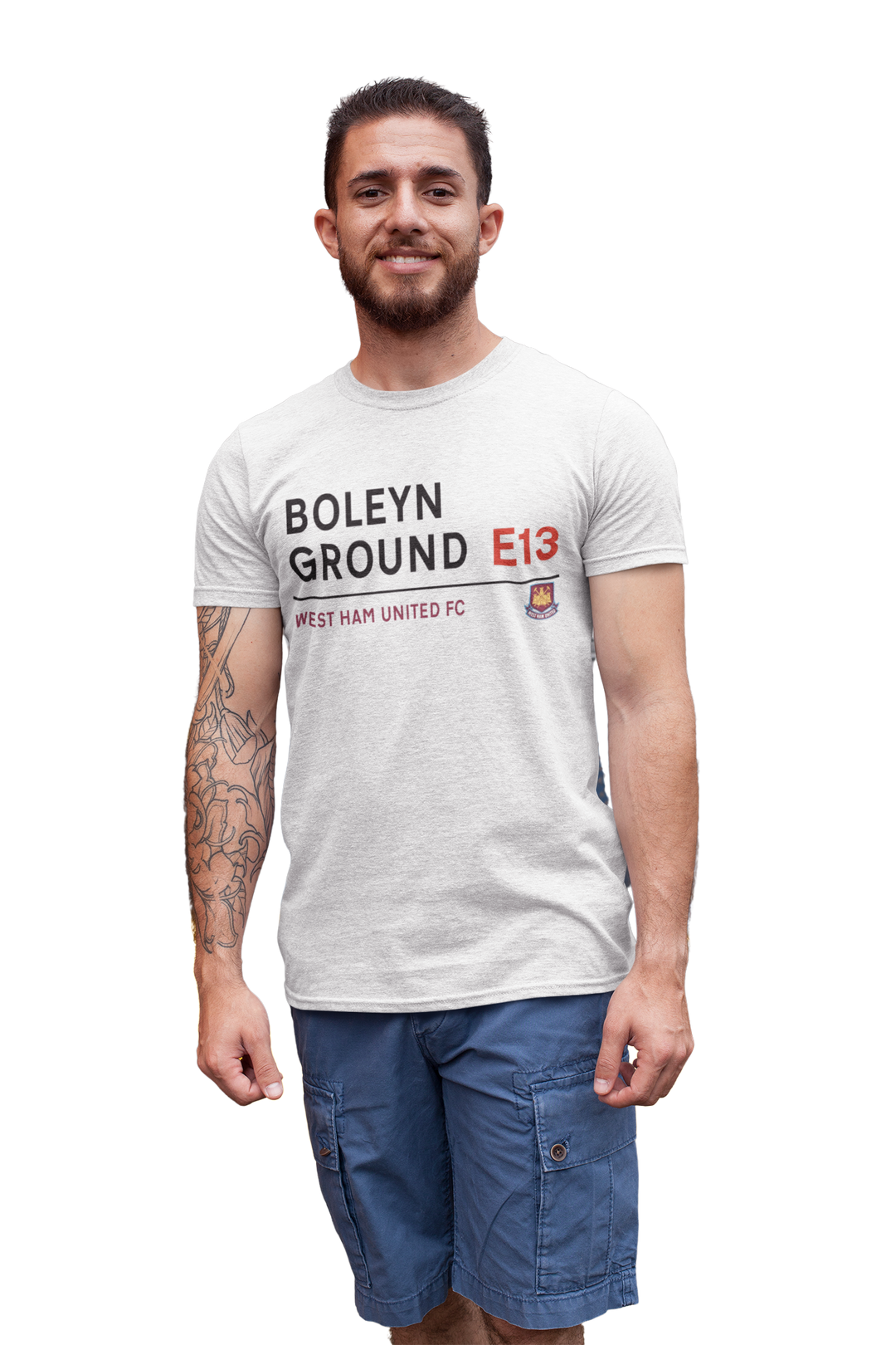 Looking for a stylish way to show your support for West Ham United Football Club? Check out our T-Shirt featuring The Boleyn Ground, former home of the Hammers, showing the famous Boleyn Ground road sign, This eye-catching shirt is sure to turn heads.
