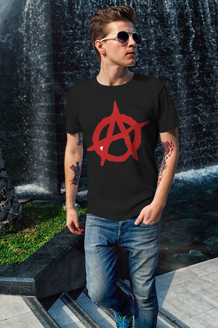Red Graffiti Anarchy Symbol Anarchist Punk Rebellion Black T-shirt