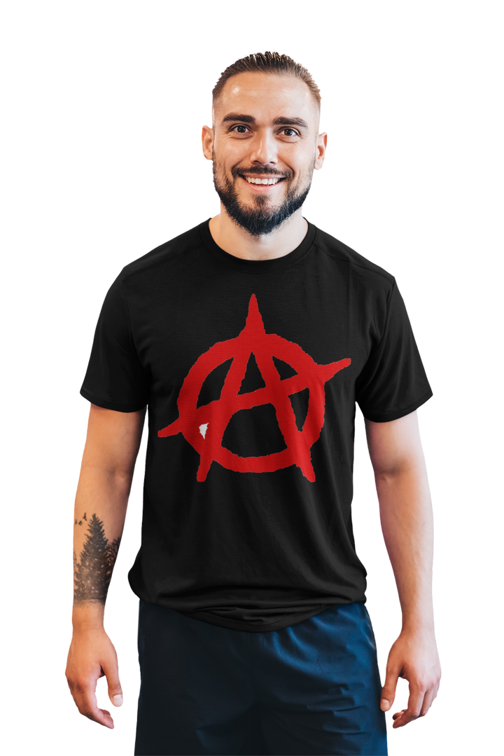 Red Graffiti Anarchy Symbol Anarchist Punk Rebellion Black T-shirt