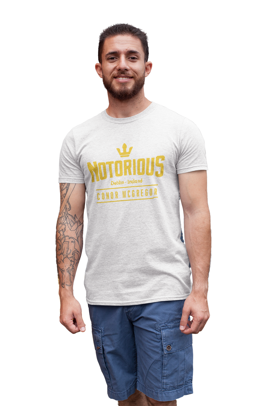 Notorious Conor McGregor T Shirt - UFC Fight Night King Ireland Dublin MMA.
Show your support for Conor McGregor with this UFC T-shirt featuring The Notorious graphic. Perfect for fans of the UFC, this T-shirt is a must-have for any collection.
