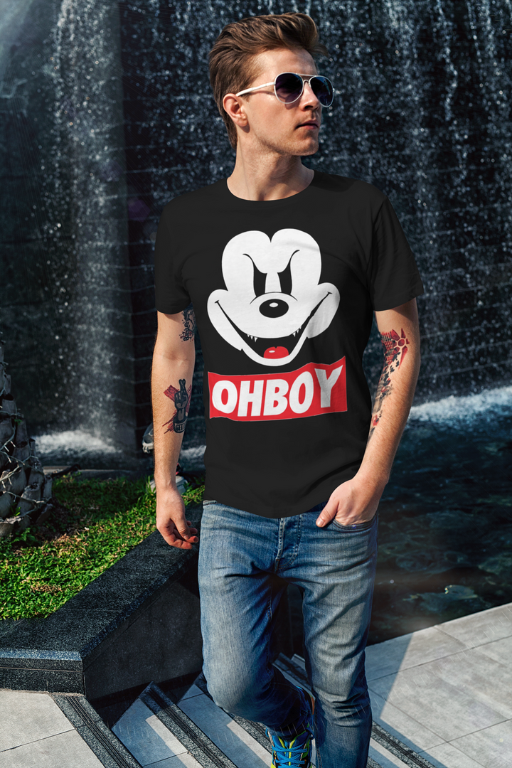 Evil Mickey Mouse OHBOY / Obey Black T-Shirt