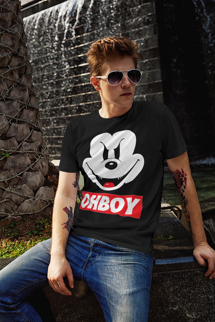 Evil Mickey Mouse OHBOY / Obey Black T-Shirt