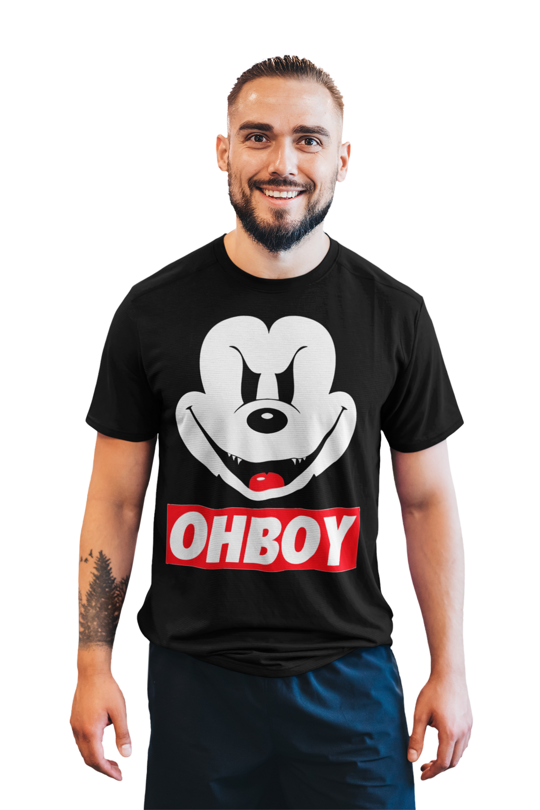 Evil Mickey Mouse OHBOY / Obey Black T-Shirt